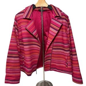 Peace Love World Multicolor Striped Zipped Blazer - Size M